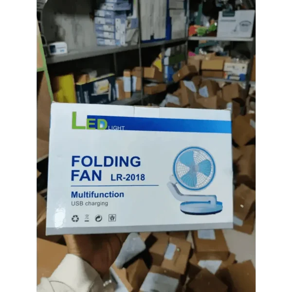 Rechargeable Multifunction Folding Fan With LED Light - LR Fan - Image 2